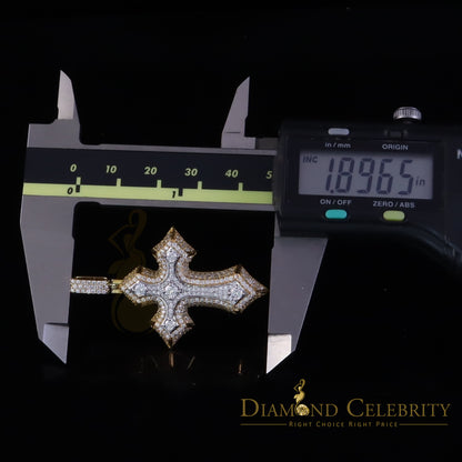 Diamondcelebritees Yellow Sterling Silver Charm Cross Pendant Men & Women 2.50ct VVS D Moissanite