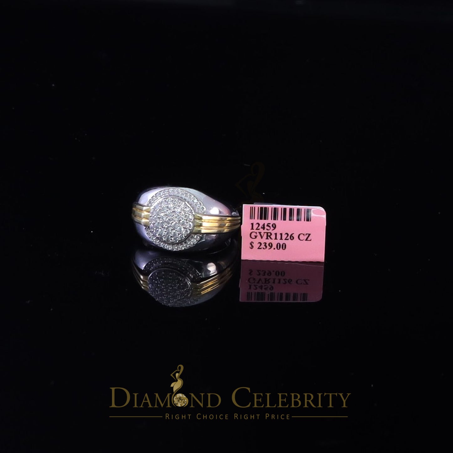 DiamondCelebritees Silver Sterling White 0.65ct Cubic Zirconia Round Wide Band Men Ring Big SZ 11