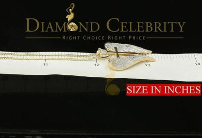 DiamondCelebritees  Real 0.44ct Diamond 925 Sterling Silver CROSS with WINGS Necklace Yellow Pendant