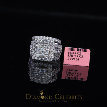 DiamondCelebritees 925 Sterling White Silver Round Cubic Zirconia Luxury Bridal Set Ring Size 8