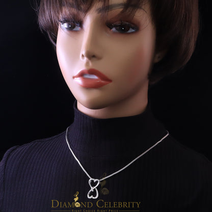 DiamondCelebritees 925 Sterling White Silver Pendant with Dual Heart Shape 0.00ct Cubic Zirconia