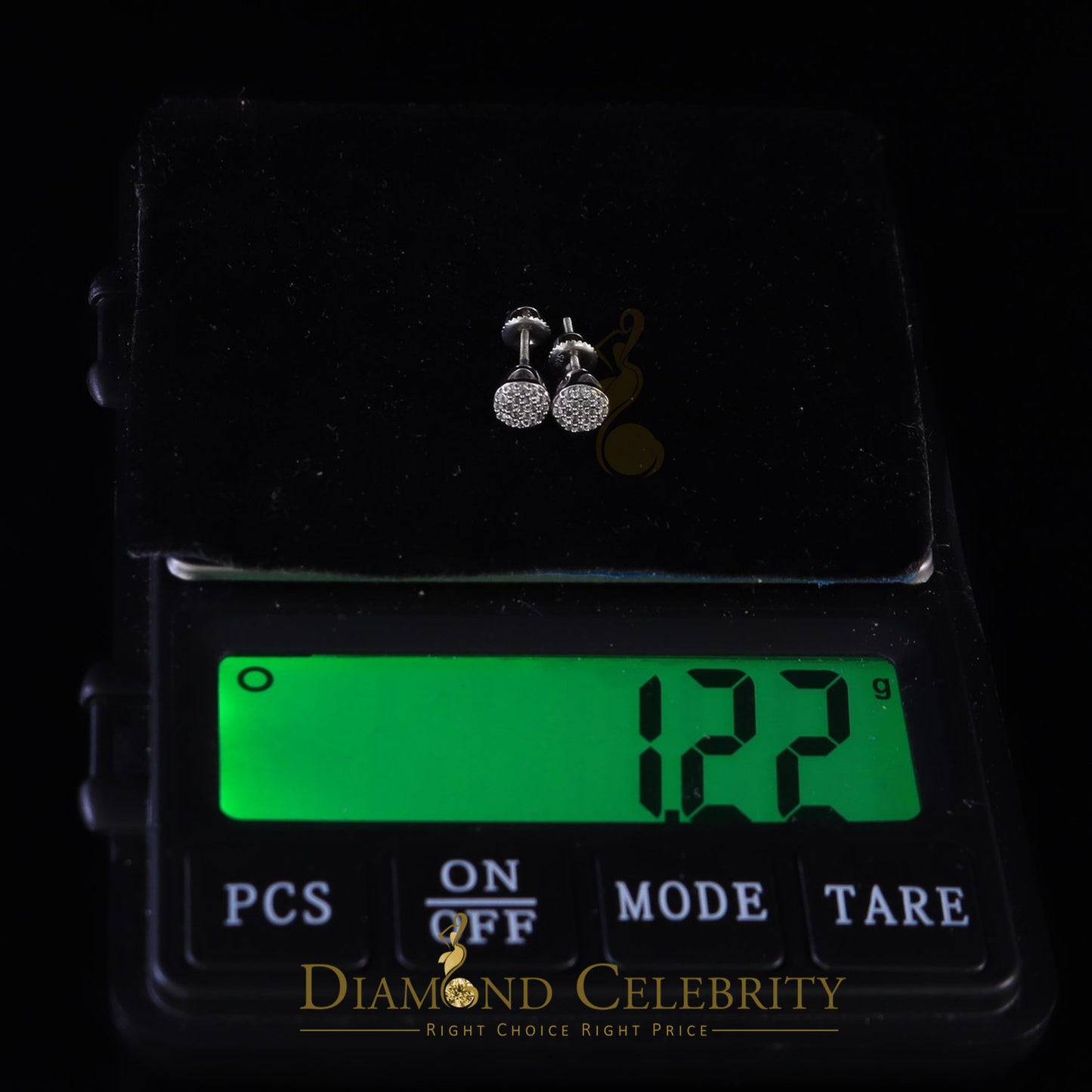 DiamondCelebritees  925 White Silver Aretes Para Hombre 0.30ct Cubic Zirconia Women's Round Earrings