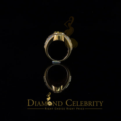 DiamondCelebritees 8.10ct Yellow Silver Oval Cubic Zirconia Men Adjustable Ring From SZ 9 to 11