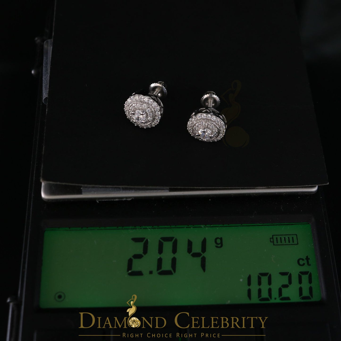 DiamondCelebritees  White Silver 925 Sterling Silver 0.92ct Cubic Zirconia Women's Round Earrings