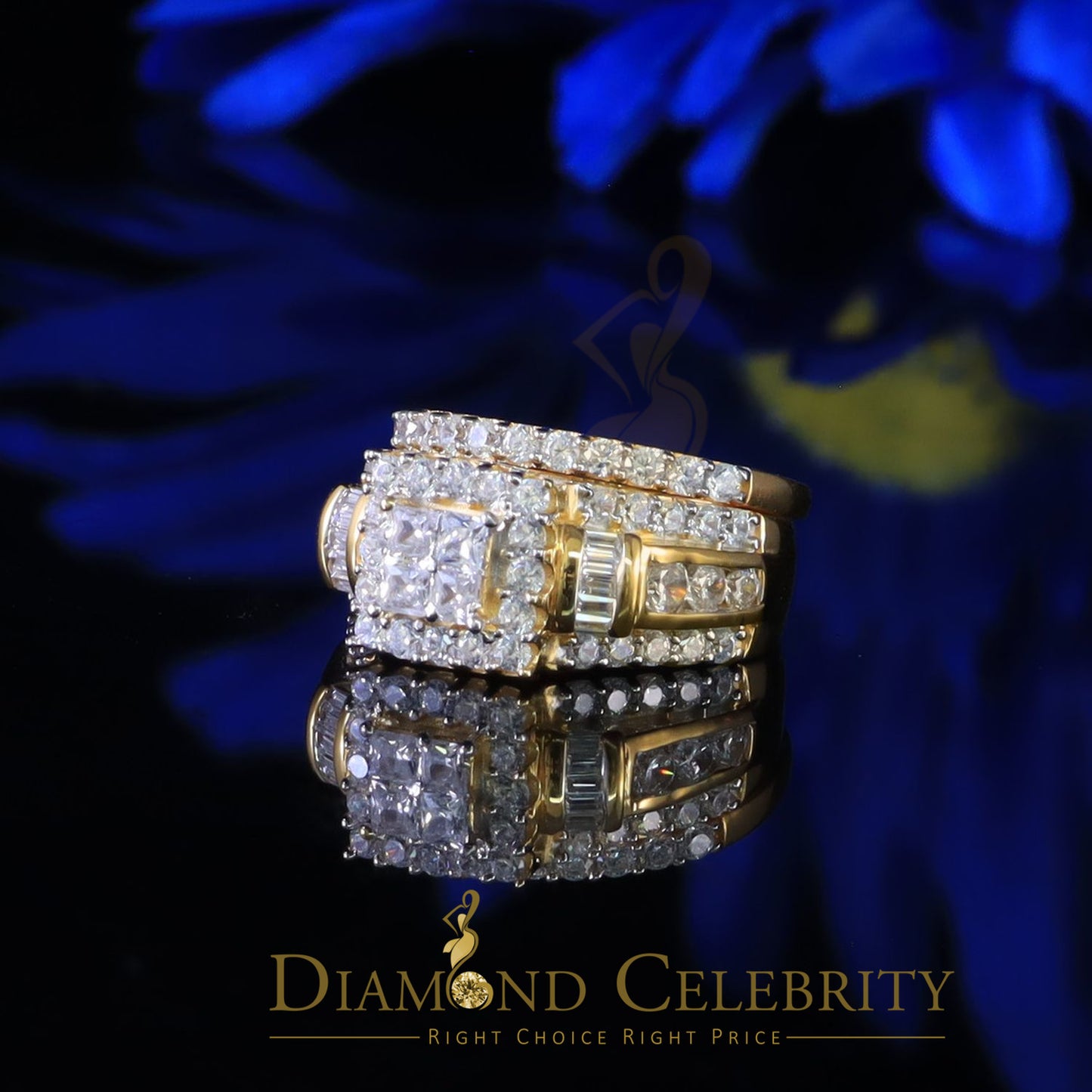 DiamondCelebritees 925 Sterling Silver Yellow 5.00ct Cubic Zirconia Bridal Womens Ring Size 7