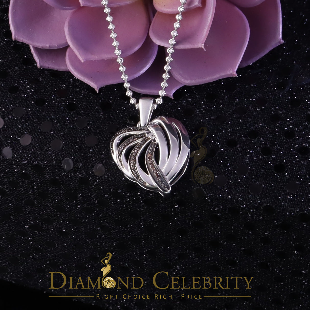 DiamondCelebritees White Heart Shape looking 925 Sterling Silver Pendant 0.22ct Cubic Zirconia