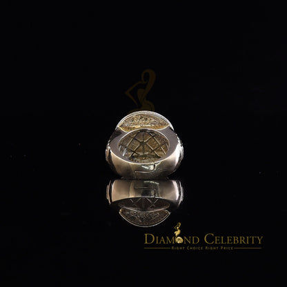 DiamondCelebritees Real 0.25CT Diamond Yellow 925 Silver Men's Adjustable Ring From Size 10 to 12