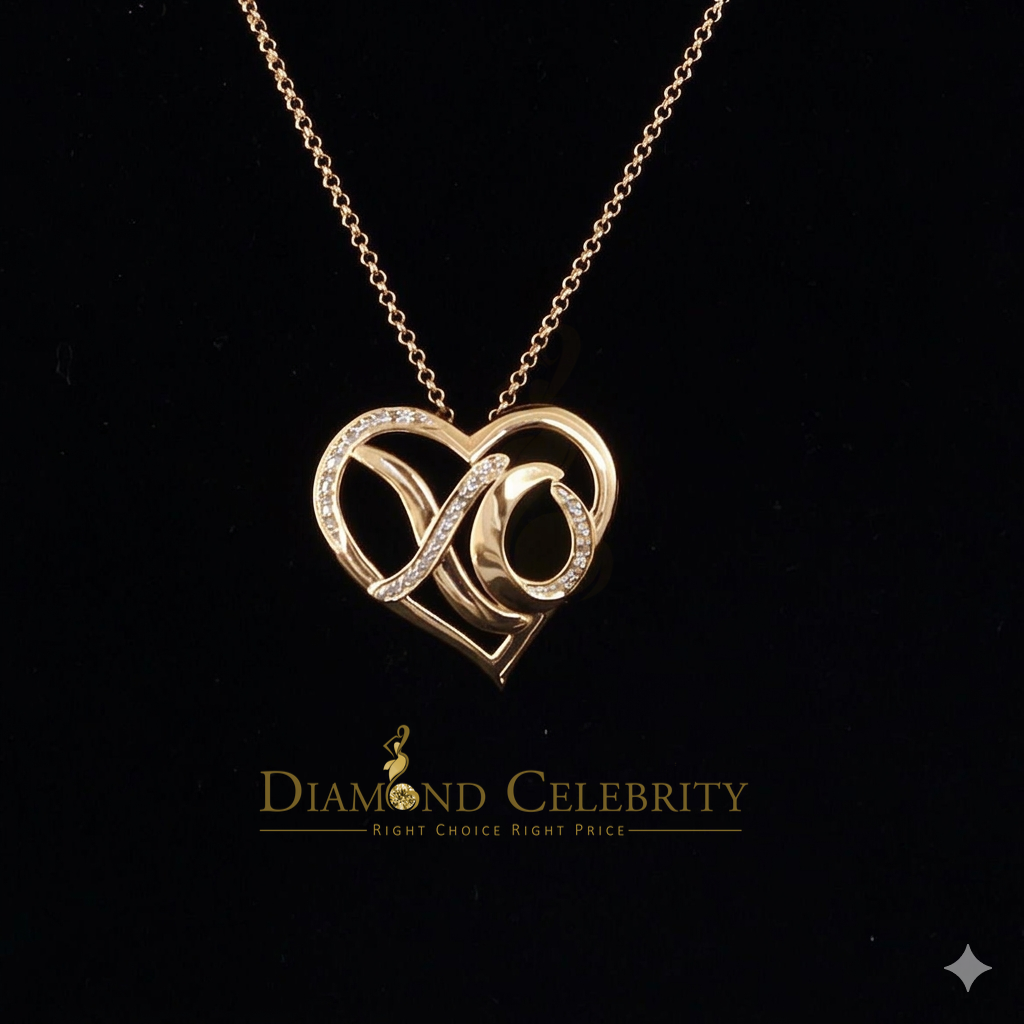 DiamondCelebritees  0.10ct Real Diamond Valentine Special "HEART" Pendant 925 Sterling Silver Yellow