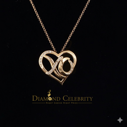 DiamondCelebritees  0.10ct Real Diamond Valentine Special "HEART" Pendant 925 Sterling Silver Yellow