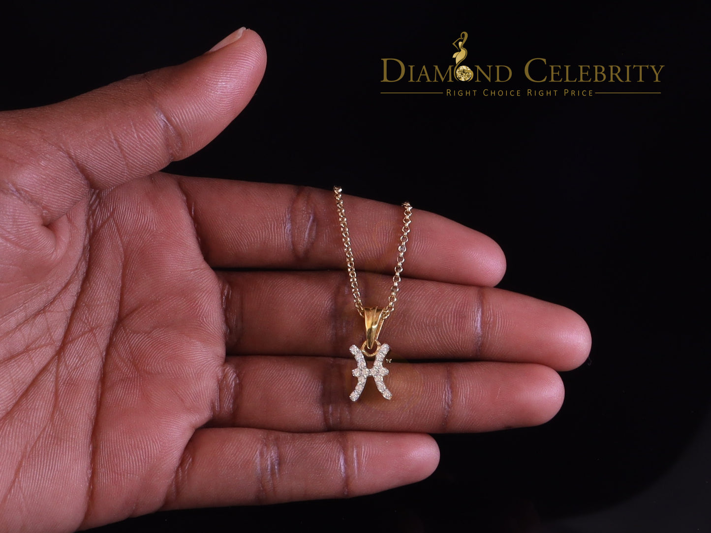 DiamondCelebritees 0.34ct Cubic Zirconia Yellow Silver PISCES MARCH Month Pendant Men's & Women's