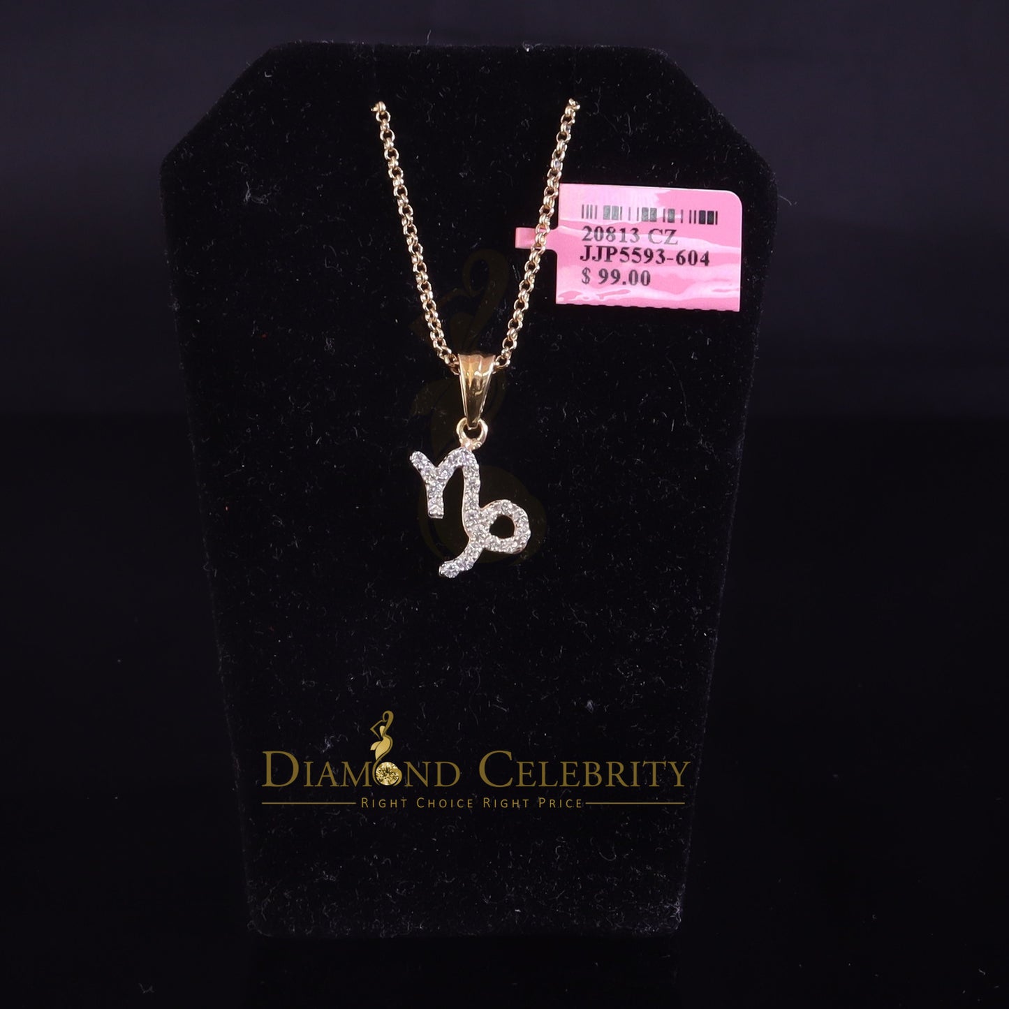 DiamondCelebritees 0.50ct Cubic Zirconia Yellow Silver CAPRICORN JANUARY Month Pendant Men & Women