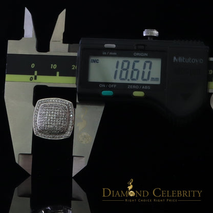 DiamondCelebritees 925 Silver White 2.00ct CZ Wide Square Albion Womens Adjustable Ring Size 7 to 9