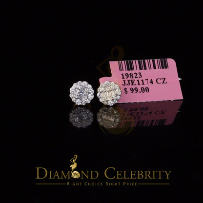 DiamondCelebritees  925 Yellow Sterling Silver 0.74ct Cubic Zirconia Women's Hip Hop Flower Earrings