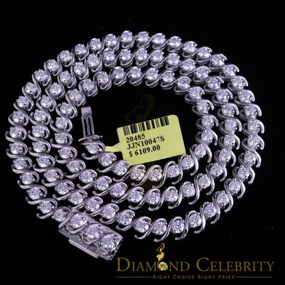 DiamondCelebritees 925 Silver White 20ct Moissanite Tennis Men's Necklace size 21.5 inch & Widt 6mm