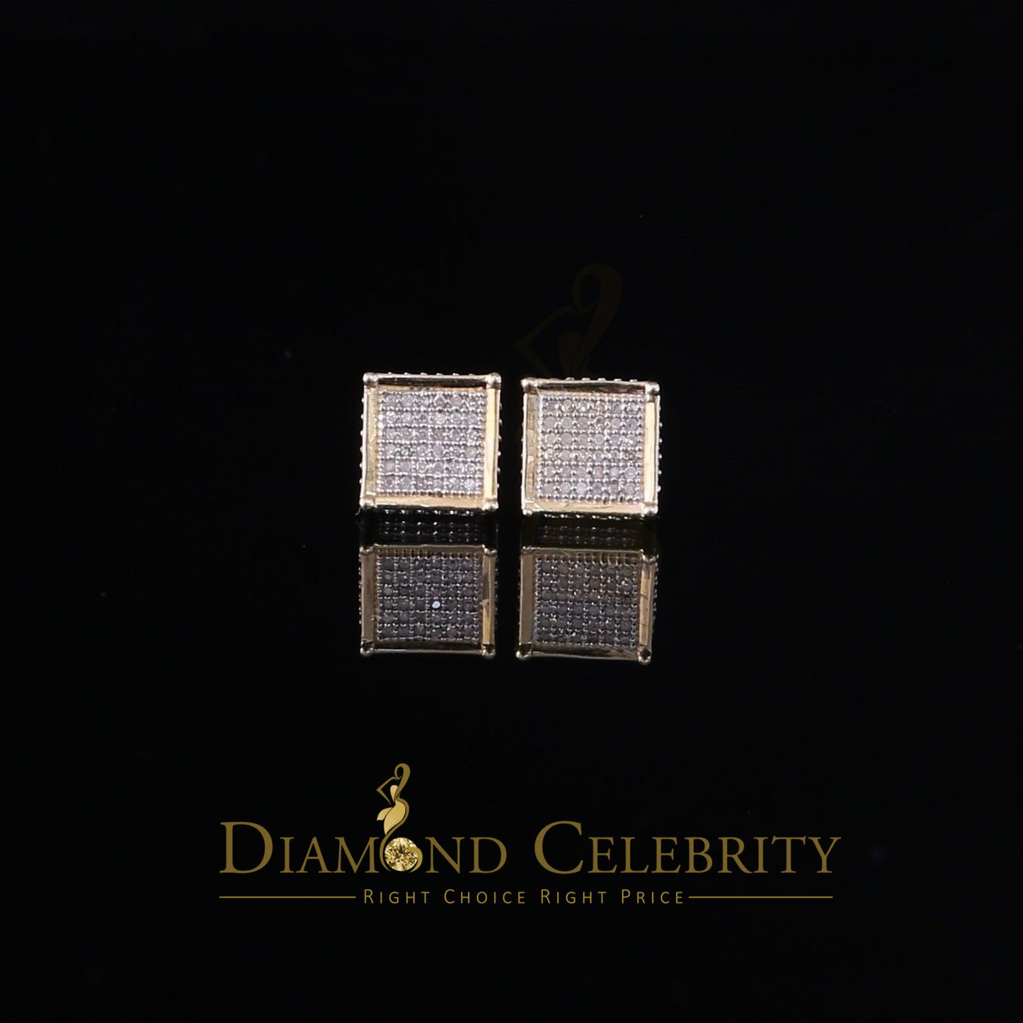 DiamondCelebritees 925 Sterling Silver 0.20ct Diamond Yellow Stud Men's/ Women's Earrings