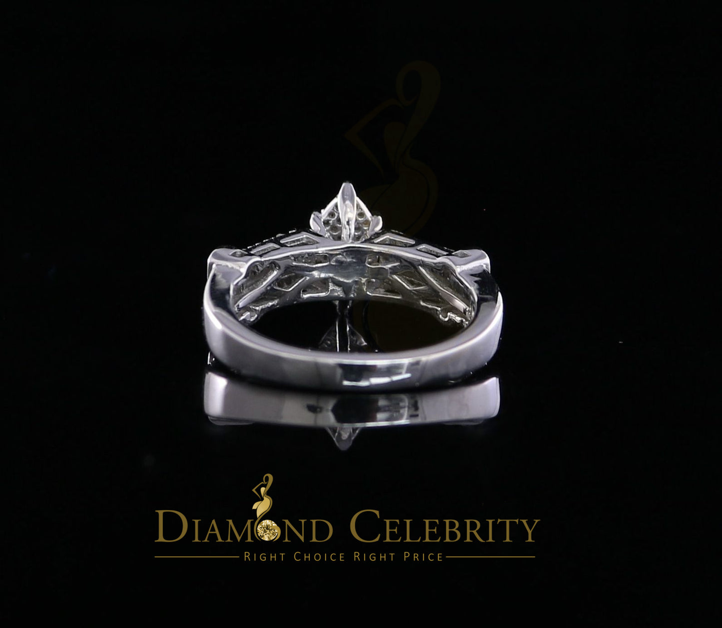 DiamondCelebritees 925 Silver White Engagement Womens Pear Shape Ring Size 7 With 0.33CT Diamond