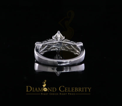 DiamondCelebritees 925 Silver White Engagement Womens Pear Shape Ring Size 7 With 0.33CT Diamond