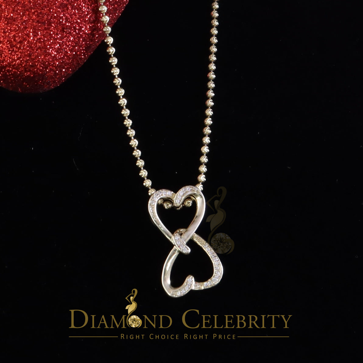DiamondCelebritees 925 Sterling Yellow Silver Heart Fashion Pendant with 0.00ct Cubic Zirconia