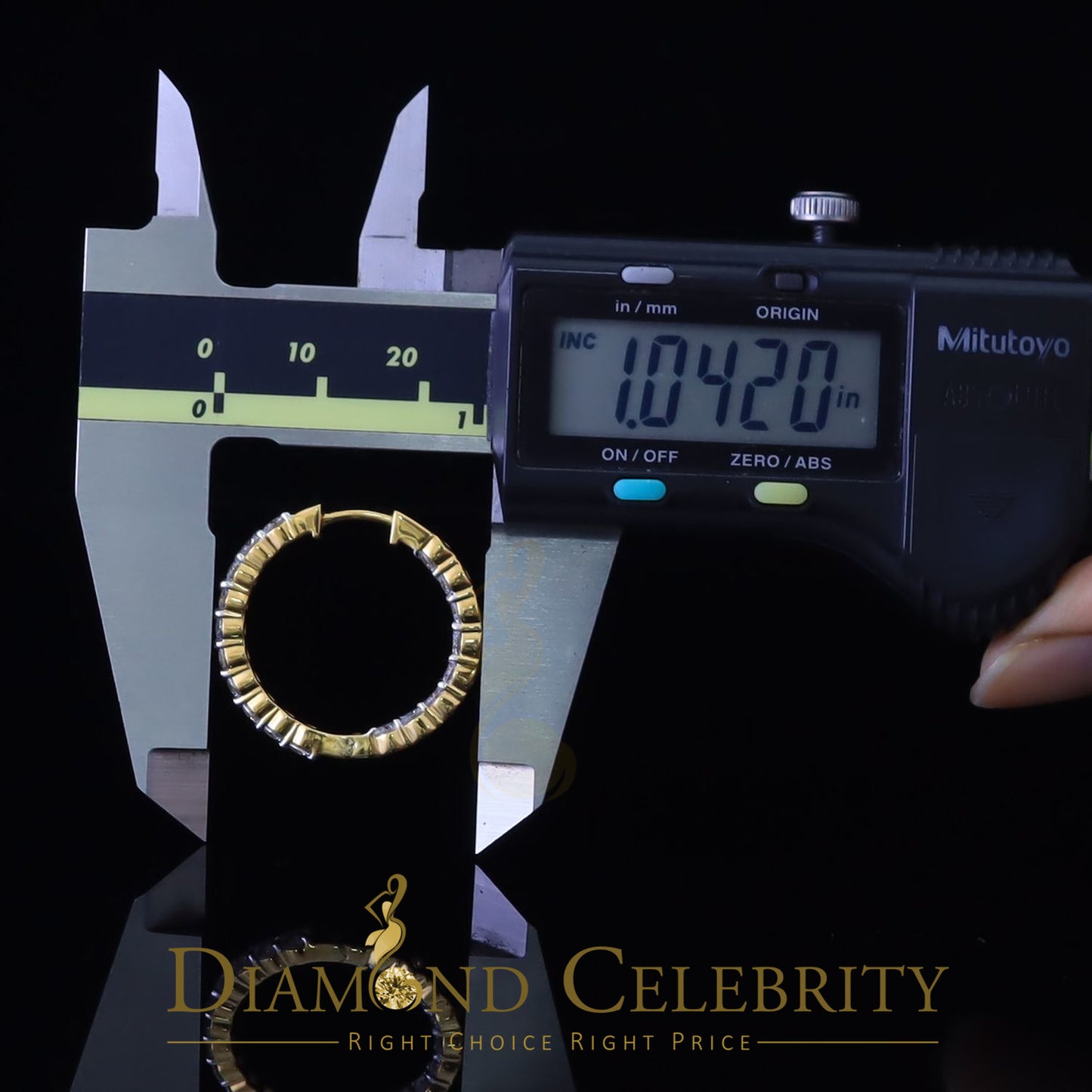 DiamondCelebritees 4.00ct Moissanite Yellow 925 Sterling Silver Women's In and Out Hoop Earrings