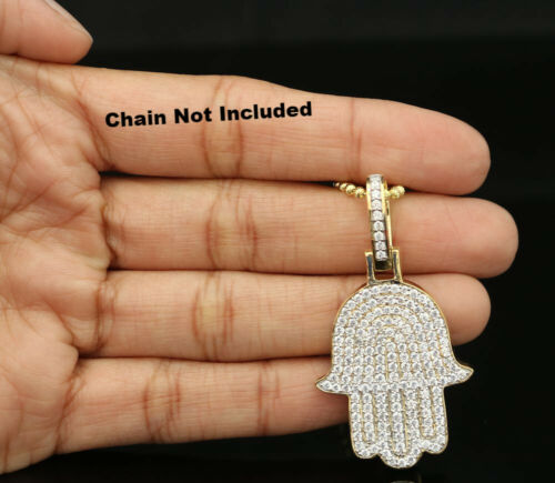 DiamondCelebritees Promise Yellow Sterling silver "HAMSA" Shape Pendant with 3.38ct Cubic Zirconia