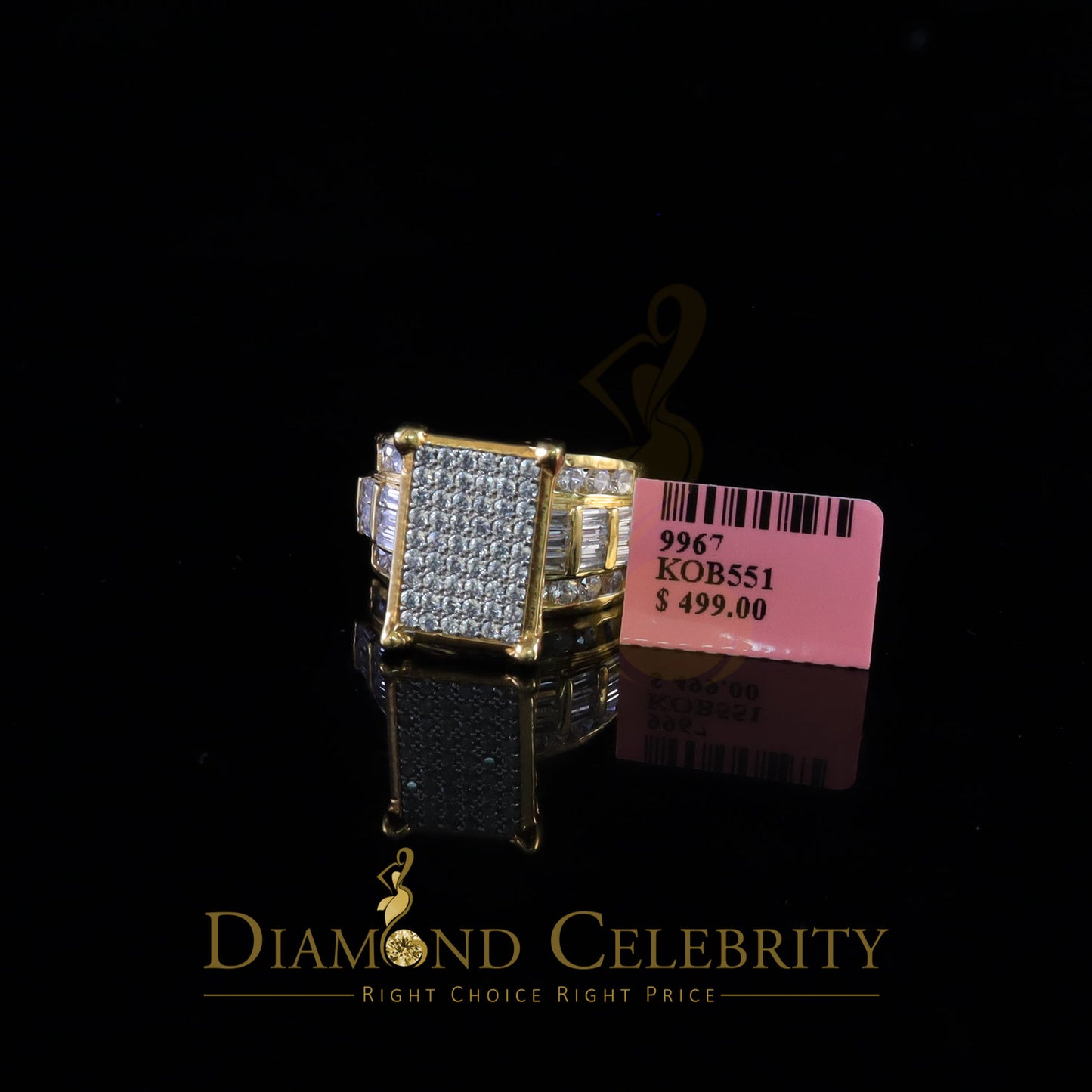 DiamondCelebritees 925 Yellow 5.82ct Cubic Zirconia Silver Cinderella Women's Ring SZ 7.5