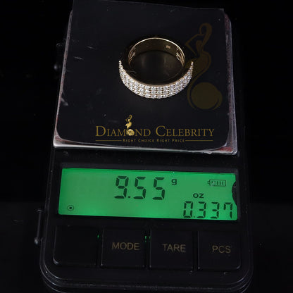 DiamondCelebritees Men's 925 Silver Yellow 2.00ct VVS D Moissanite 3 Row Wedding Band Ring Size 10