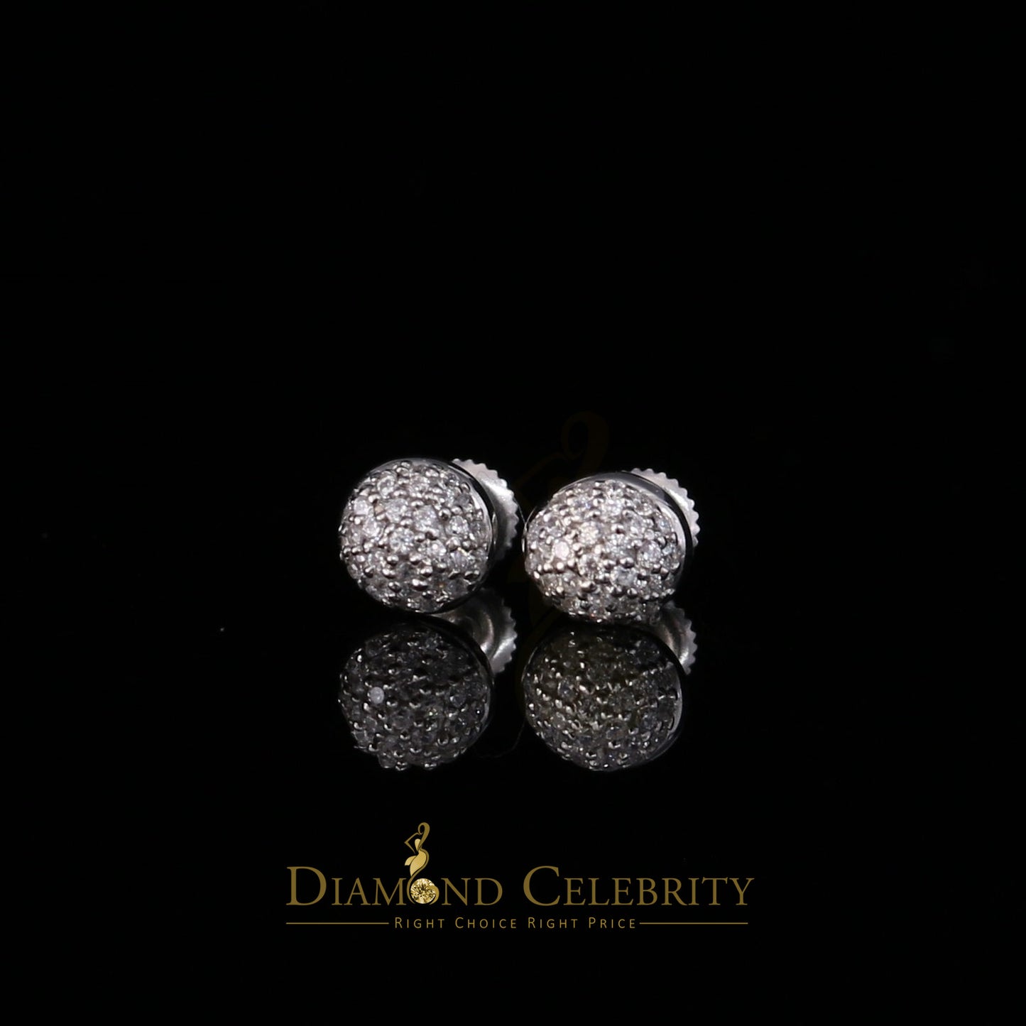 DiamondCelebritees  925 White Sterling Silver 0.64ct Cubic Zirconia Round Women's Stud Earrings