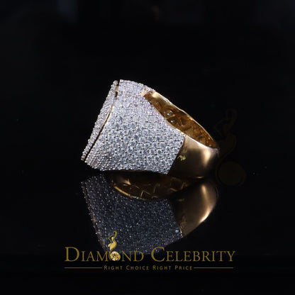 DiamondCelebritees Men's 925 Yellow Silver 5.00ct VVS 'D' Round Moissanite Heart Ring Size 8