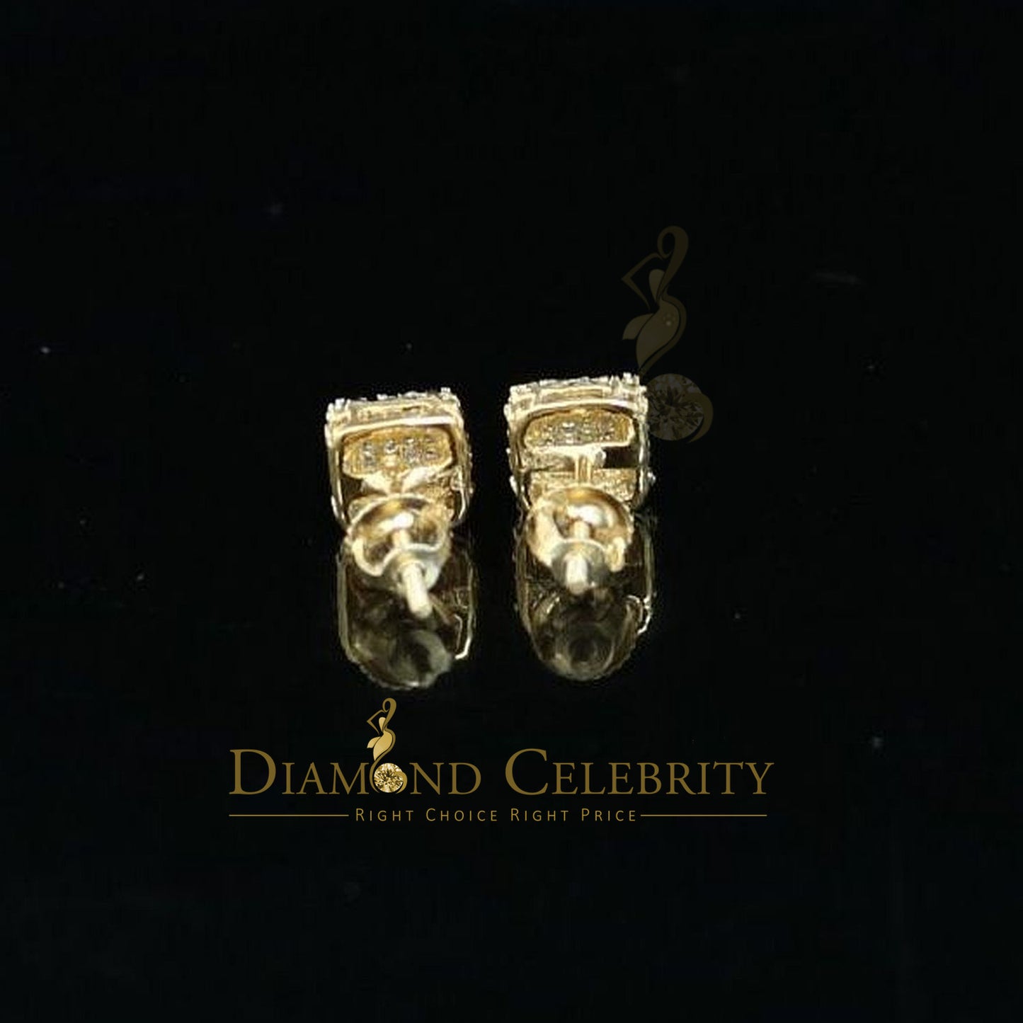 DiamondCelebritees 0.15ct Diamond 925 Sterling Silver Yellow Square Earring For Men's / Women's