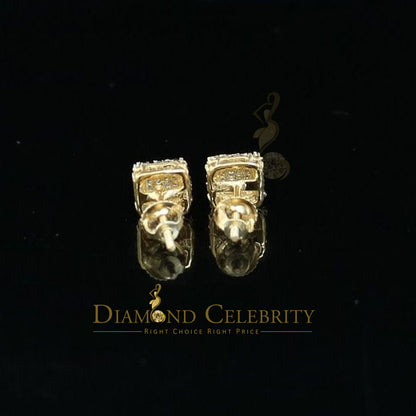 DiamondCelebritees 0.15ct Diamond 925 Sterling Silver Yellow Square Earring For Men's / Women's