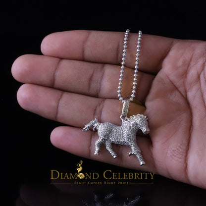 DiamondCelebritees  Real 0.33ct Diamond 925 Sterling Silver HORSE White Charm Necklace Pendant