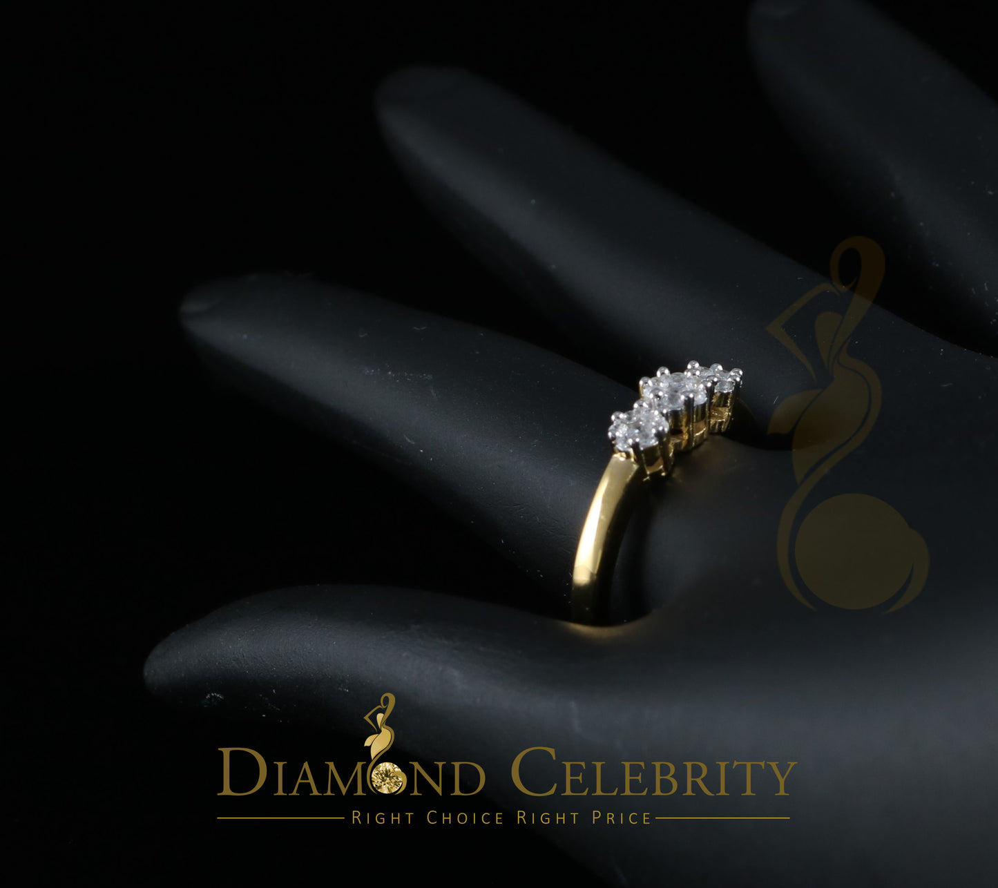 DiamondCelebritees 925 Yellow Silver Cubic Zirconia 1.25 ct Past Present Future Womens Ring Size 6