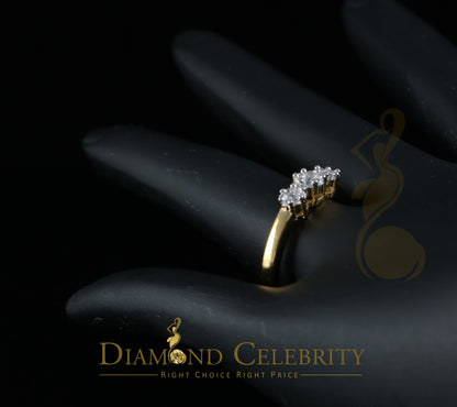 DiamondCelebritees 925 Yellow Silver Cubic Zirconia 1.25 ct Past Present Future Womens Ring Size 6