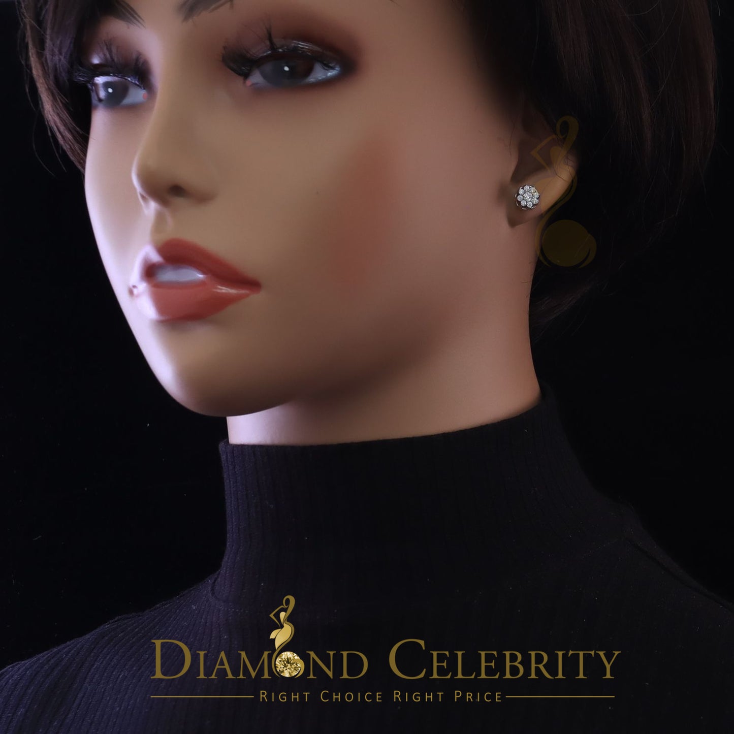 DiamondCelebritees  White 925 Silver Cubic 0.14ct Zirconia Women's & Men's Hip Hop Flower Earrings