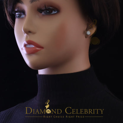 DiamondCelebritees  White 925 Silver Cubic 0.14ct Zirconia Women's & Men's Hip Hop Flower Earrings