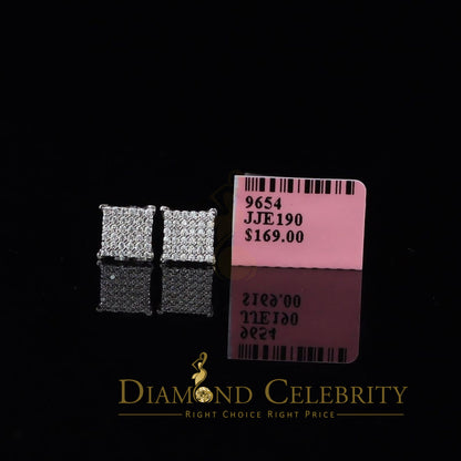 DiamondCelebritees  White Sterling Silver Women & Men 0.72ct Cubic Zirconia Square Stud Earrings