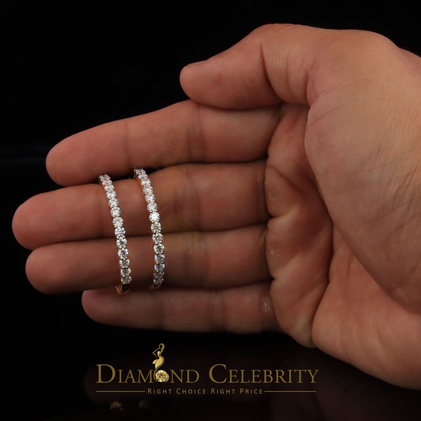 DiamondCelebritees 6.00ct Moissanite Yellow 925 Sterling Silver Women's In and Out Hoop Earrings