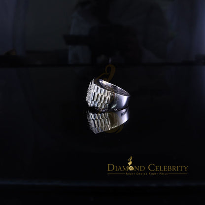 Big Mirage Set Rectangle 0.40ct Real Diamond 925 White Silver Mens Ring Size 10