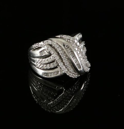 DiamondCelebritees 925 Sterling Silver 3.10ct White Cubic Zirconia Cocktail Womens Ring Size 7