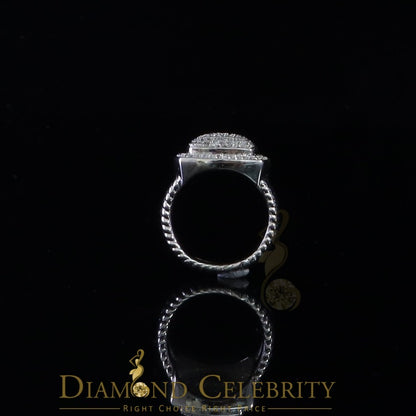 DiamondCelebritees 925 Silver White 2.00ct CZ Wide Square Albion Womens Adjustable Ring Size 7 to 9