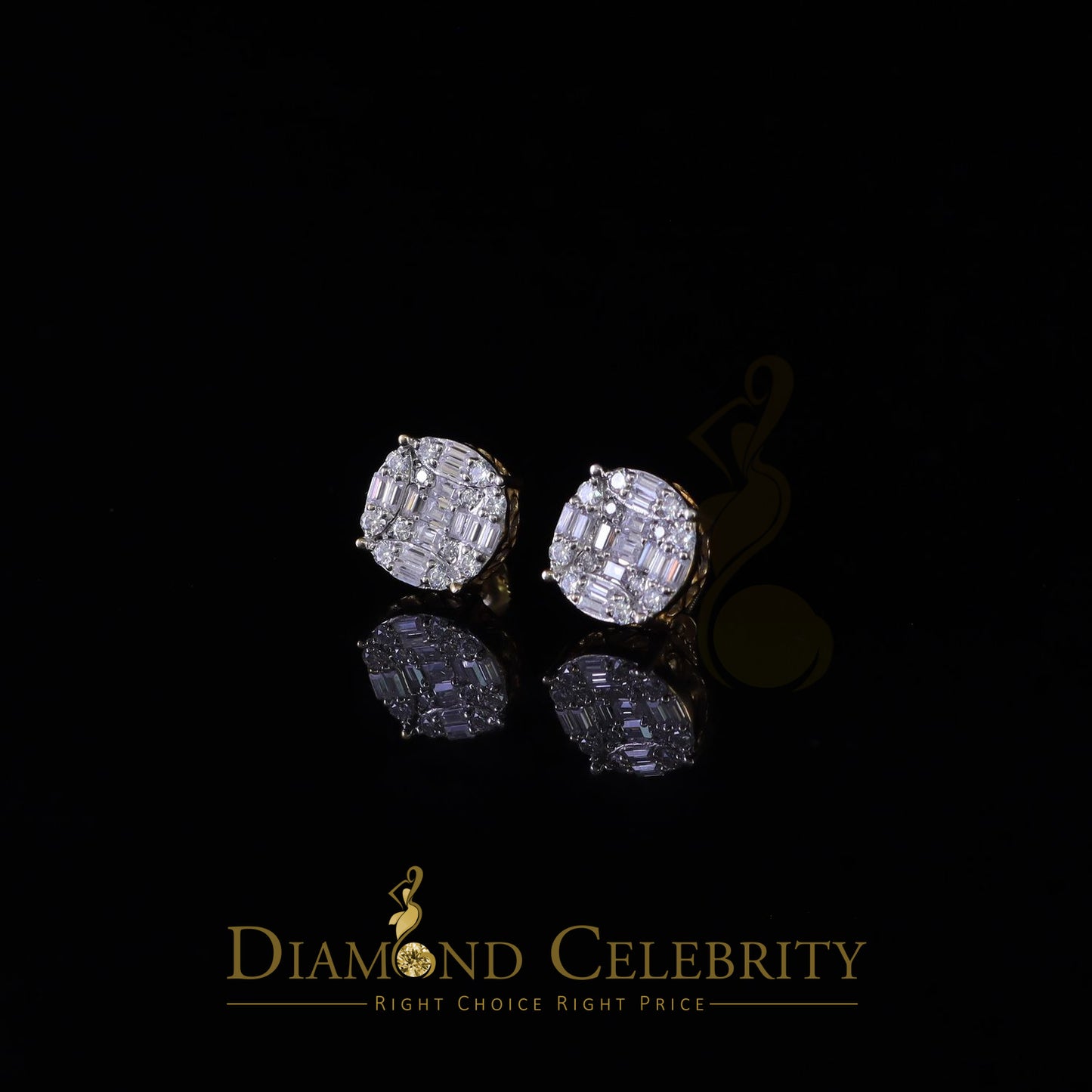 DiamondCelebritees Bugget Earrings 10k Real Yellow Gold 1.50ct Vvs 'D' Color Genuine Moissanite