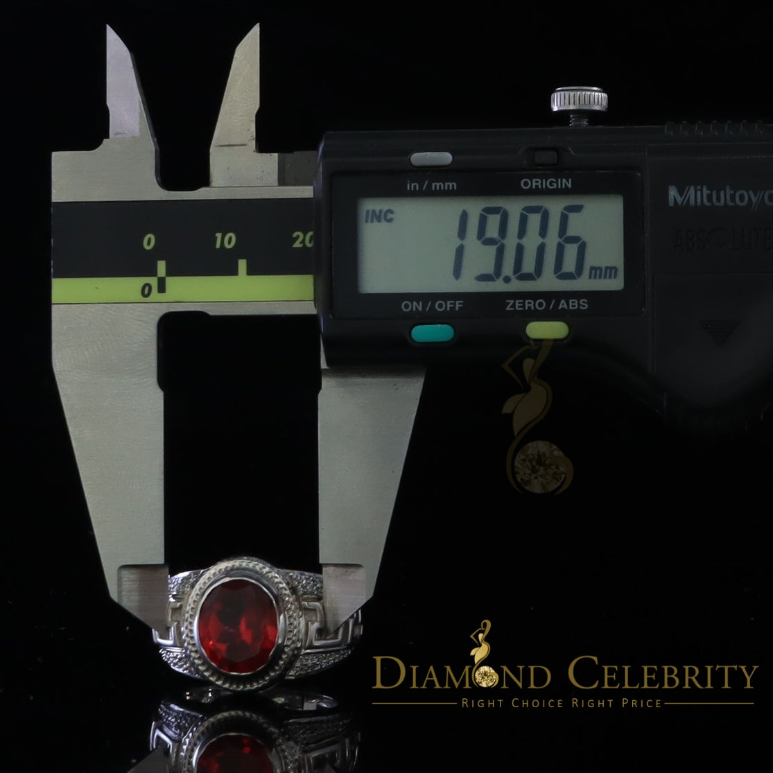 DiamondCelebritees 8.10ct 925 White Silver Oval Cubic Zirconia Men Ring Adjustable Size 9.5 to 11.5