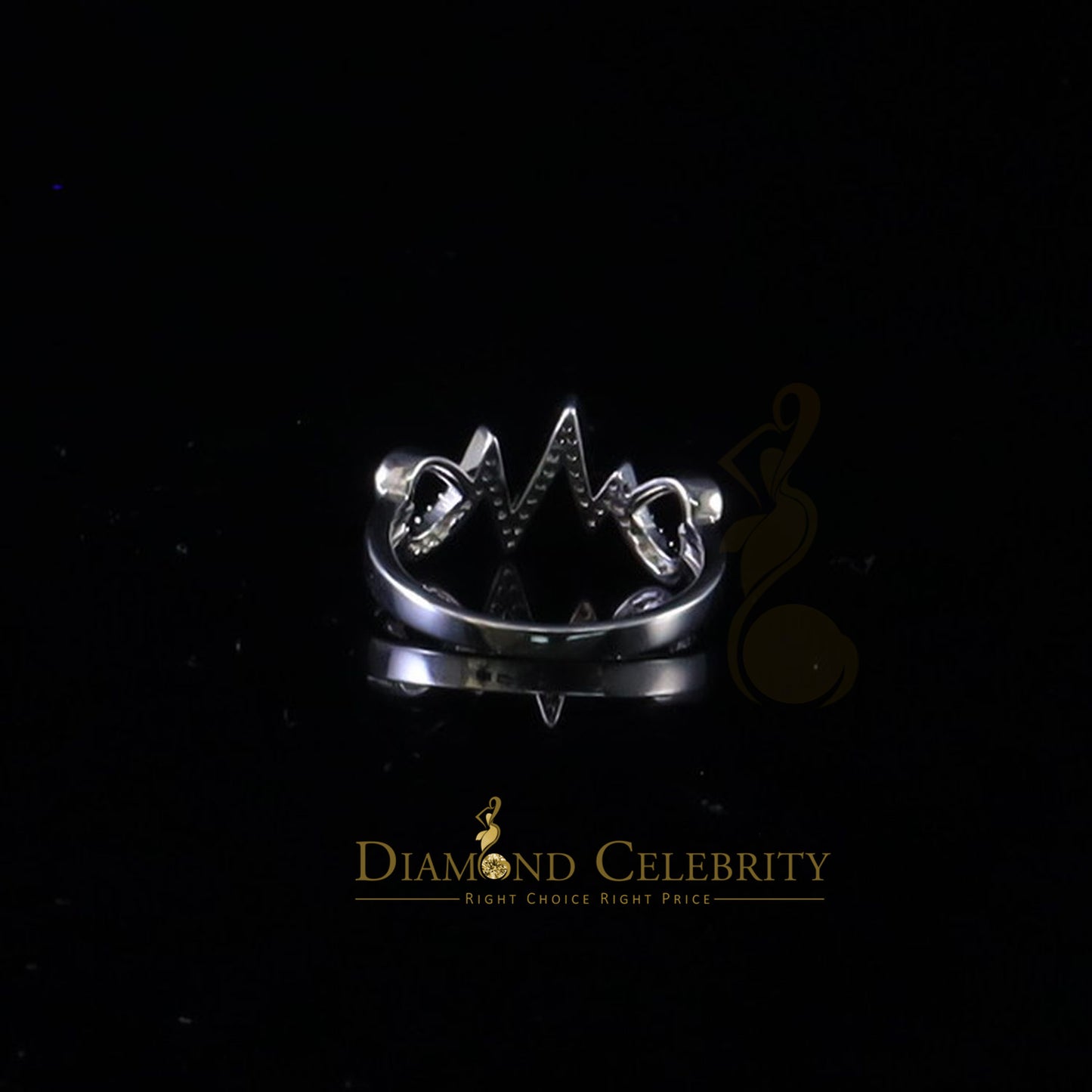 DiamondCelebritees Diamond Celebrity 0.50ct Cubic Zirconia White Silver Womens Hearts Ring Size 8