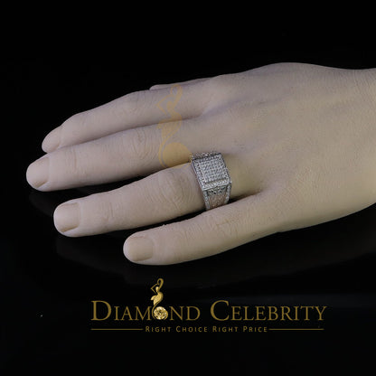 DiamondCelebritees 925 Silver White 1.25ct Cubic Zirconia Wide Square Engagement Men's Ring Size 10