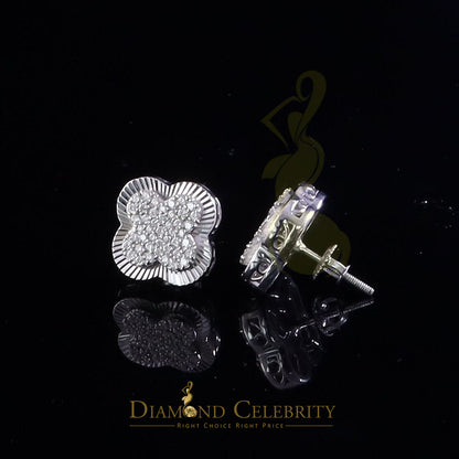 Diamondcelebritees 1.00ct 925 Sterling Silver Moissanite Clover Stud Earrings For Men & Women