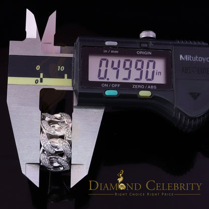 DiamondCelebritees 0.85ct Cubic Zirconia Stone White 925 Sterling Silver Cuban Men's Ring Size 10