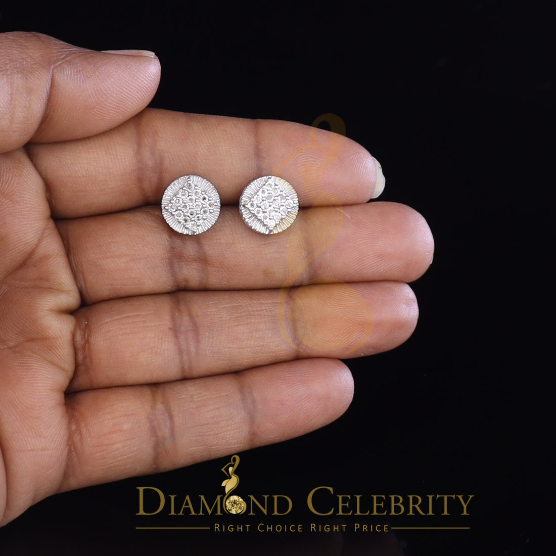 DiamondCelebritees 925 Sterling Silver White Hip Hop 0.15ct Diamond Men's & Women's Round Earrings