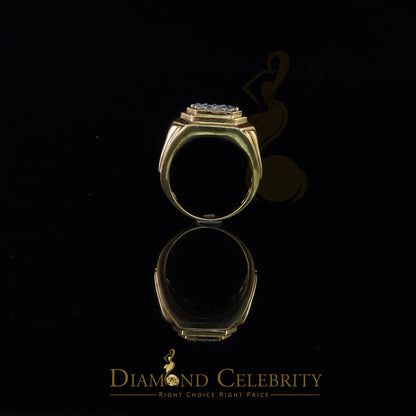 DiamondCelebritees 925 Sterling Yellow Silver 0.39ct Cubic Zirconia Hexagon Men Ring Size 9