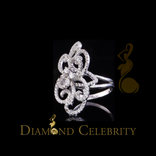 DiamondCelebritees 2.50 ct Cubic Zirconia 925 White Silver Cocktail Flower Womens Ring Size 8.5