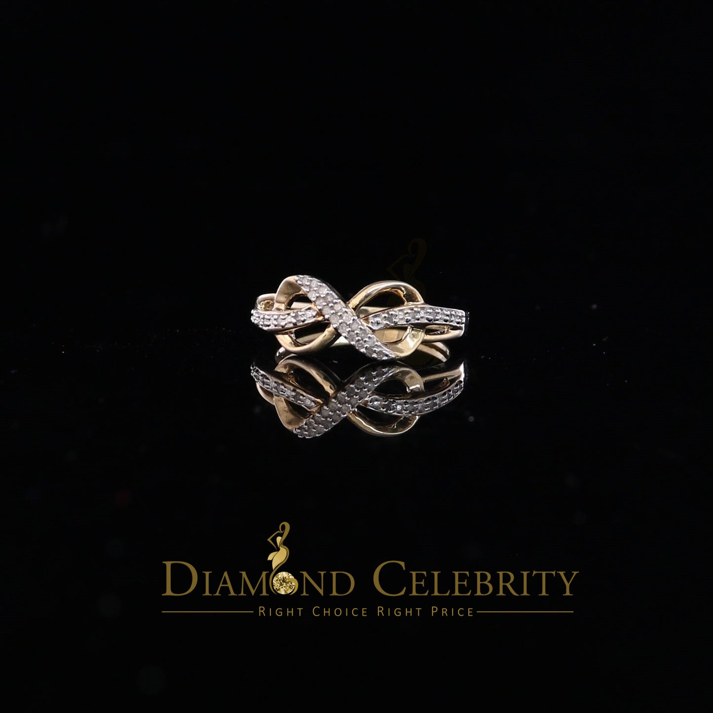 DiamondCelebritees Real Diamond 0.15 CT Womens Sterling Silver Yellow Infinity Engagement Ring SZ 7